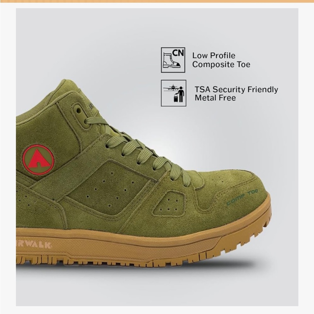 Airwalk Men's Mongo , Green High-Top Safety Working Sneakers - Picture 6 of 11